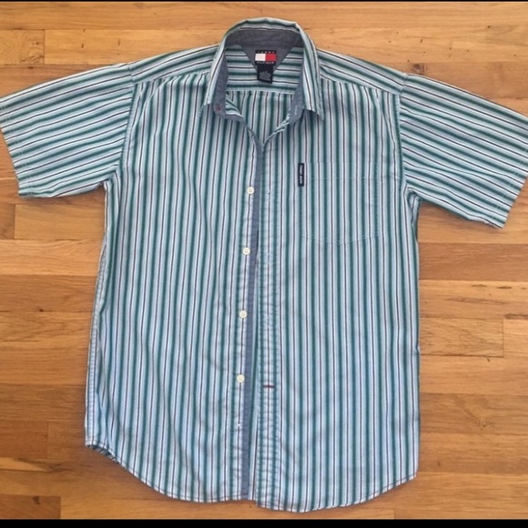 Tommy Hilfiger Youth boys size L short sleeve, button down striped shirt - Picture 10 of 11